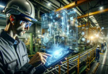 DALL·E augmented reality on a tablet in a factory